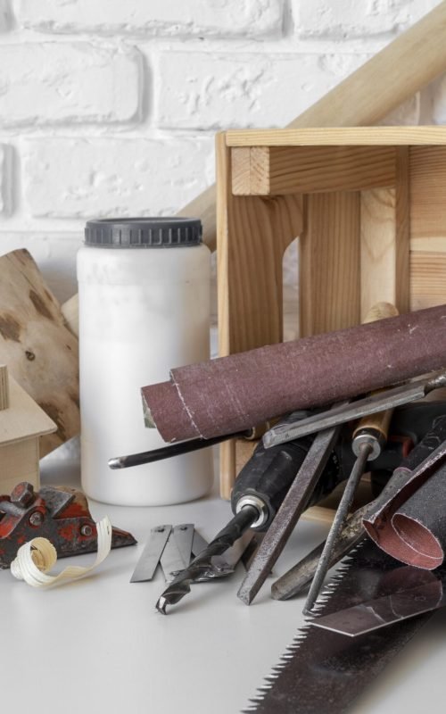 front-view-wood-crafting-objects-composition